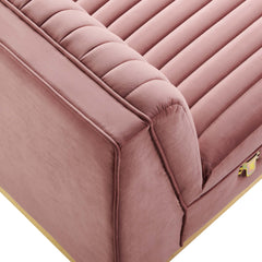 Sanguine Dusty Rose Channel Tufted Performance Velvet Modular Sectional Sofa Armless Chair - Ornate Home