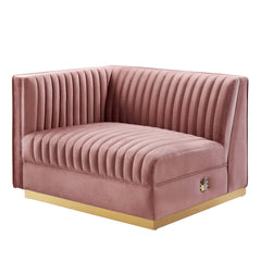Sanguine Dusty Rose Channel Tufted Performance Velvet Modular Sectional Sofa Left-Arm Chair - Ornate Home
