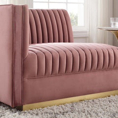 Sanguine Dusty Rose Channel Tufted Performance Velvet Modular Sectional Sofa Left-Arm Chair - Ornate Home