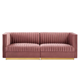 Sanguine Dusty Rose Channel Tufted Performance Velvet Modular Sectional Sofa Loveseat - Ornate Home