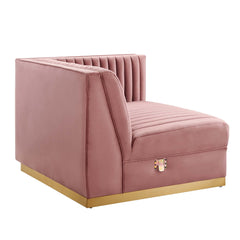 Sanguine Dusty Rose Channel Tufted Performance Velvet Modular Sectional Sofa Loveseat - Ornate Home