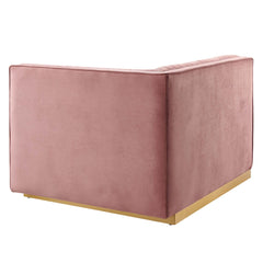 Sanguine Dusty Rose Channel Tufted Performance Velvet Modular Sectional Sofa Right-Arm Chair - Ornate Home