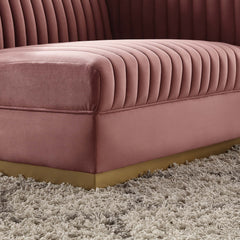 Sanguine Dusty Rose Channel Tufted Performance Velvet Modular Sectional Sofa Right-Arm Chair - Ornate Home