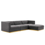 Sanguine Gray 4-Piece Channel Tufted Performance Velvet Modular Sectional Sofa - Ornate Home