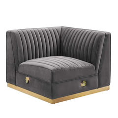 Sanguine Gray 4-Piece Channel Tufted Performance Velvet Right-Facing Modular Sectional Sofa - Ornate Home
