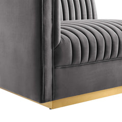 Sanguine Gray 5-Piece Channel Tufted Performance Velvet Right-Facing Modular Sectional Sofa - Ornate Home