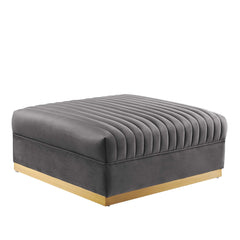 Sanguine Gray 7-Piece Channel Tufted Performance Velvet Right-Facing Modular Sectional Sofa - Ornate Home