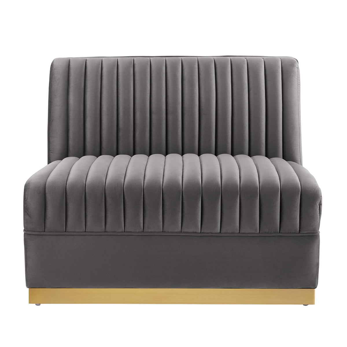 Sanguine Gray Channel Tufted Performance Velvet Modular Sectional Sofa Armless Chair - Ornate Home