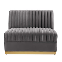 Sanguine Gray Channel Tufted Performance Velvet Modular Sectional Sofa Armless Chair - Ornate Home