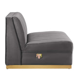 Sanguine Gray Channel Tufted Performance Velvet Modular Sectional Sofa Armless Chair - Ornate Home