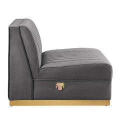 Sanguine Gray Channel Tufted Performance Velvet Modular Sectional Sofa Armless Chair - Ornate Home