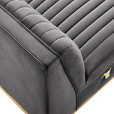 Sanguine Gray Channel Tufted Performance Velvet Modular Sectional Sofa Armless Chair - Ornate Home