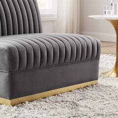 Sanguine Gray Channel Tufted Performance Velvet Modular Sectional Sofa Armless Chair - Ornate Home