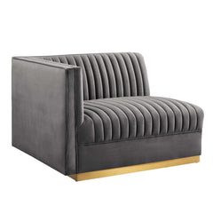 Sanguine Gray Channel Tufted Performance Velvet Modular Sectional Sofa Left-Arm Chair - Ornate Home