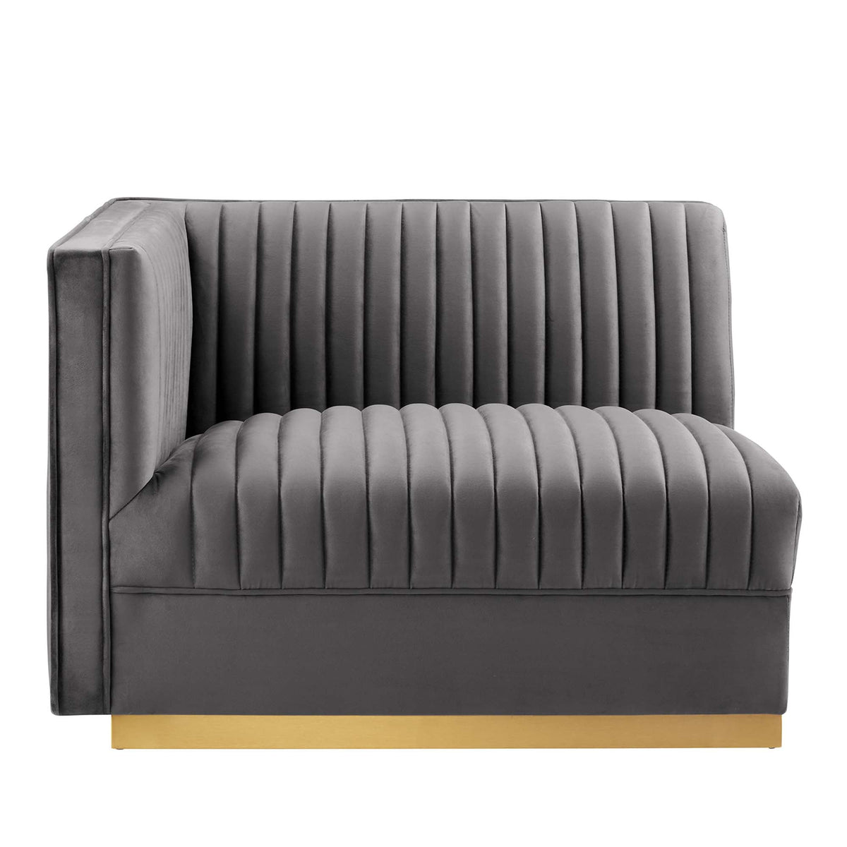 Sanguine Gray Channel Tufted Performance Velvet Modular Sectional Sofa Left-Arm Chair - Ornate Home