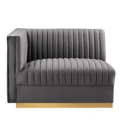 Sanguine Gray Channel Tufted Performance Velvet Modular Sectional Sofa Left-Arm Chair - Ornate Home