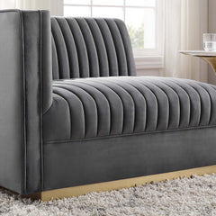 Sanguine Gray Channel Tufted Performance Velvet Modular Sectional Sofa Left-Arm Chair - Ornate Home