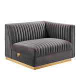 Sanguine Gray Channel Tufted Performance Velvet Modular Sectional Sofa Loveseat - Ornate Home
