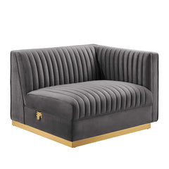 Sanguine Gray Channel Tufted Performance Velvet Modular Sectional Sofa Loveseat - Ornate Home