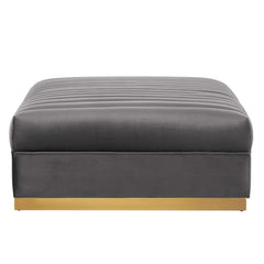 Sanguine Gray Channel Tufted Performance Velvet Modular Sectional Sofa Ottoman - Ornate Home