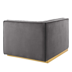 Sanguine Gray Channel Tufted Performance Velvet Modular Sectional Sofa Right-Arm Chair - Ornate Home