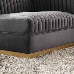 Sanguine Gray Channel Tufted Performance Velvet Modular Sectional Sofa Right-Arm Chair - Ornate Home