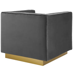 Sanguine Gray Vertical Channel Tufted Upholstered Performance Velvet Armchair (Set of 2) - Ornate Home