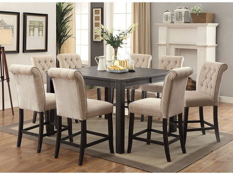 Sania Antique Black/Beige 7 Pc. Sq Counter Height Table Set - Ornate Home