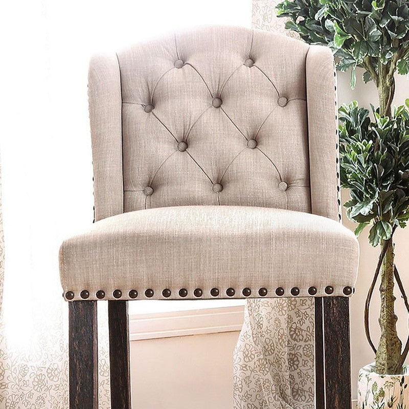 Sania Antique Black/Beige Bar Chair (Set of 2) - Ornate Home