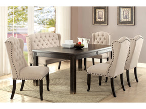 Sania Antique Black/Beige Table & 4 Chairs & 2-Seater Bench - Ornate Home