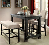 Sania Antique Black/Ivory 4 Pc. Counter Height Table Set w/ Bench - Ornate Home