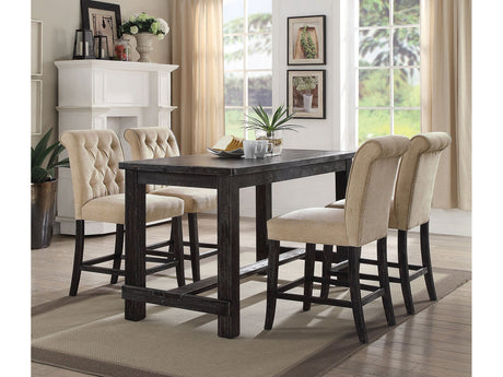 Sania Antique Black/Ivory 5 Pc. Counter Height Table Set - Ornate Home