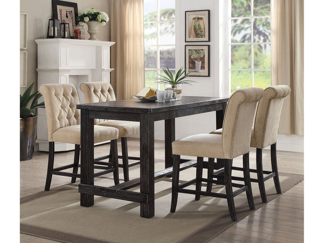 Sania Antique Black/Ivory 5 Pc. Counter Height Table Set - Ornate Home