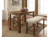 Sania Rustic Oak 4 Pc. Counter Height Table Set w/ Bench - Ornate Home