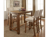 Sania Rustic Oak 5 Pc. Bar Ht. Dining Room Set - Ornate Home