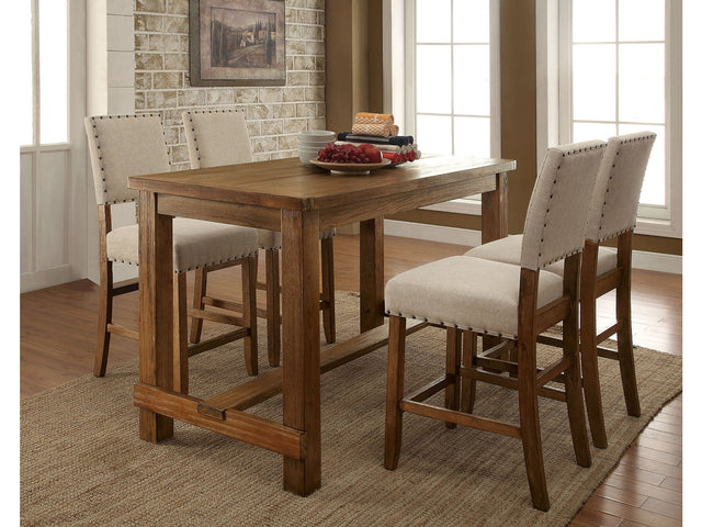 Sania Rustic Oak 5 Pc. Counter Height Dining Room Set - Ornate Home