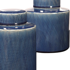 Saniya Blue Containers (Set of 2) - Ornate Home