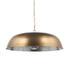 Sanne Antiqued Gold/Silver Metal Foil Wide Pendant Light - Ornate Home