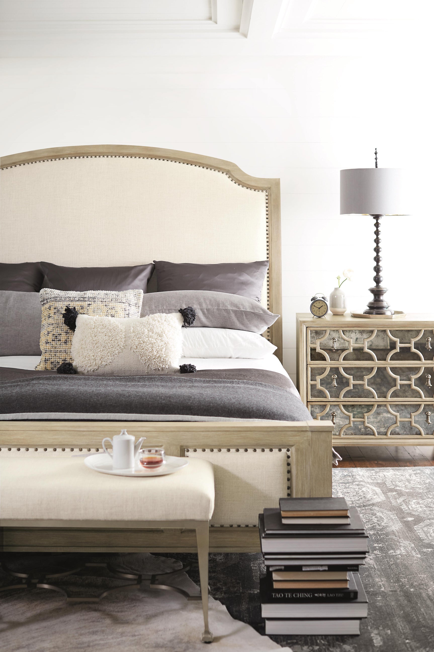 Santa Barbara Sandstone//Beige Panel King Bed - Ornate Home