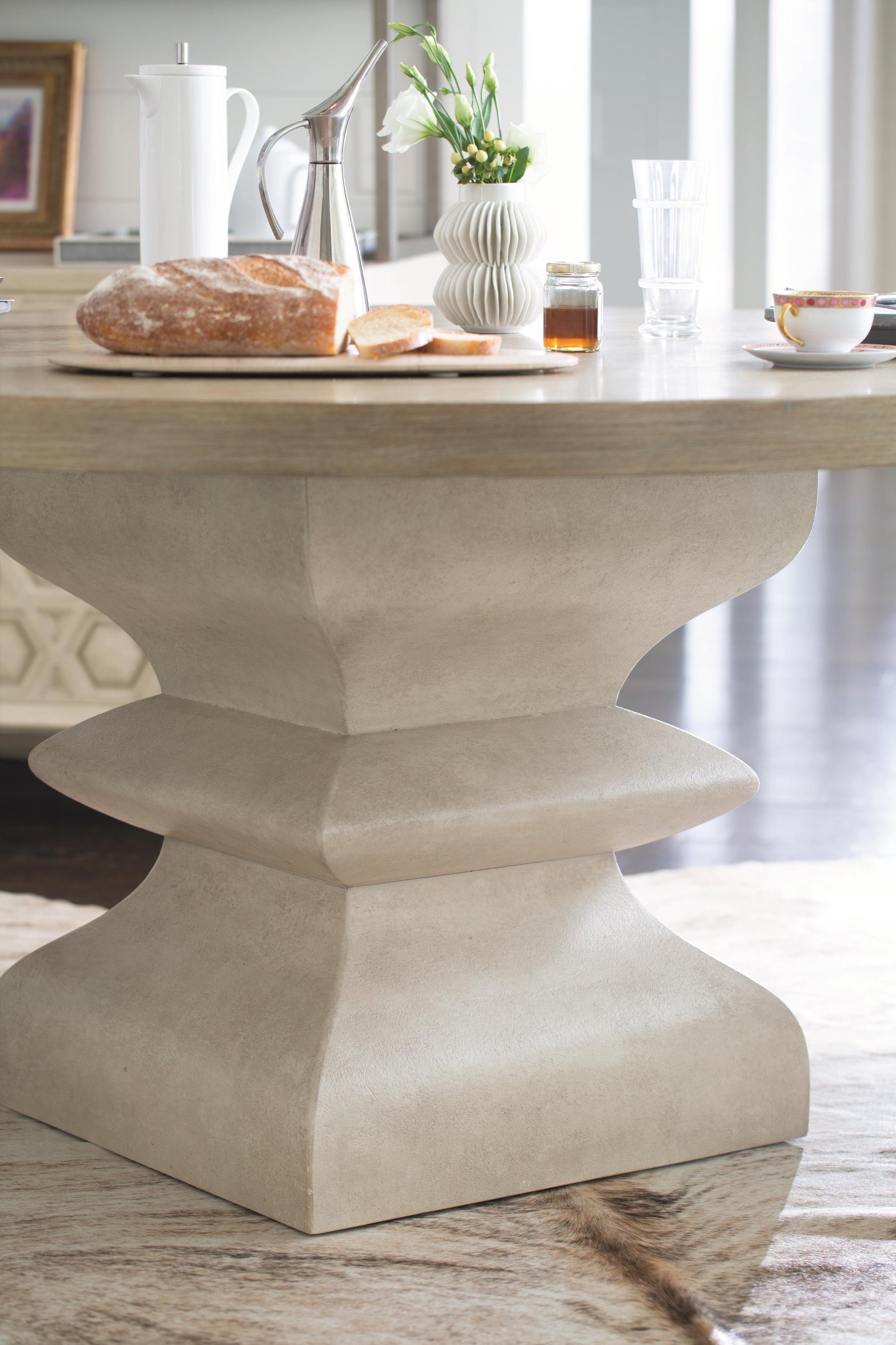 Santa Barbara Sandstone/Textured Cameo Round Dining Table - Ornate Home