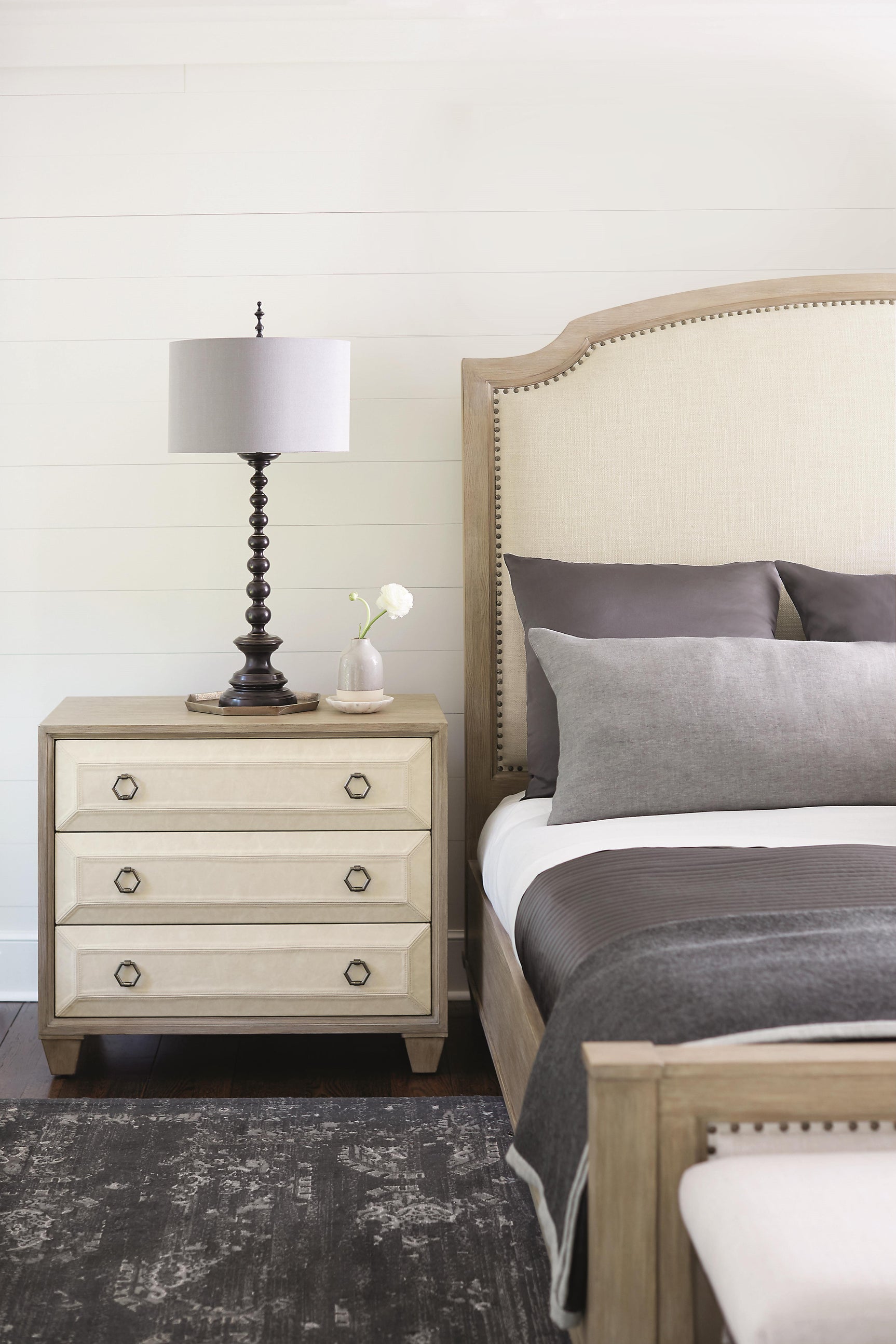 Santa Barbara Vintage Nickel Queen Panel Bed - Ornate Home