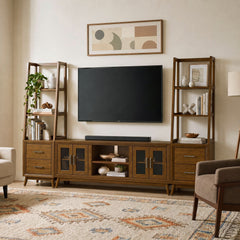 Santa Barbara Walnut 5-Piece Entertainment Center with 70" TV Console - Ornate Home