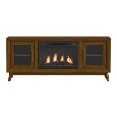 Santa Barbara Walnut 60" TV Console with 23" Fireplace Insert (Ships in 2 Boxes) - Ornate Home