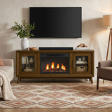 Santa Barbara Walnut 60" TV Console with 23" Fireplace Insert (Ships in 2 Boxes) - Ornate Home