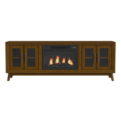 Santa Barbara Walnut 70" TV Console with 23" Fireplace Insert (Ships in 2 Boxes) - Ornate Home