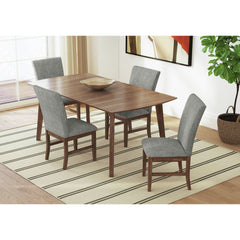Santa Barbara Walnut/Dark Grey 5-Piece Standard Height Dining Set with Rectangular Table & Four Fabric Chairs - Ornate Home