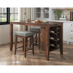 Santa Barbara Walnut/Dark Grey Kitchen Island & 2 Counter Stools - Ornate Home