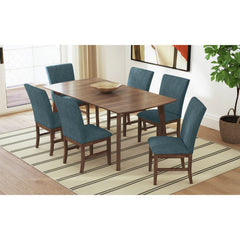 Santa Barbara Walnut/Denim Blue 7-Piece Standard Height Dining Set - Ornate Home