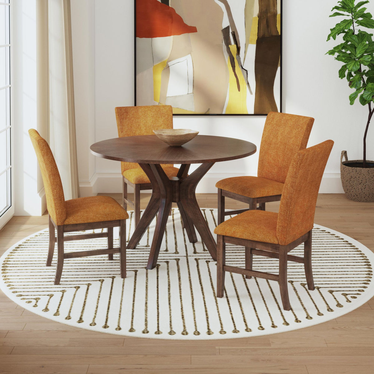 Santa Barbara Walnut/Orange Dining Side Chair (Set of 2) - Ornate Home