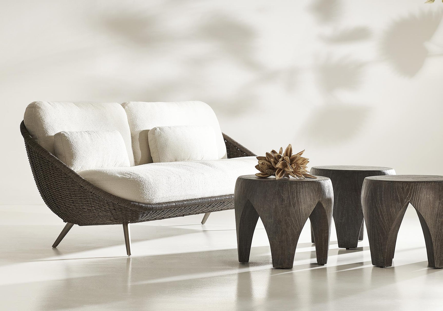 Santa Monica Pebble/White/Cream Outdoor Sofa - Ornate Home